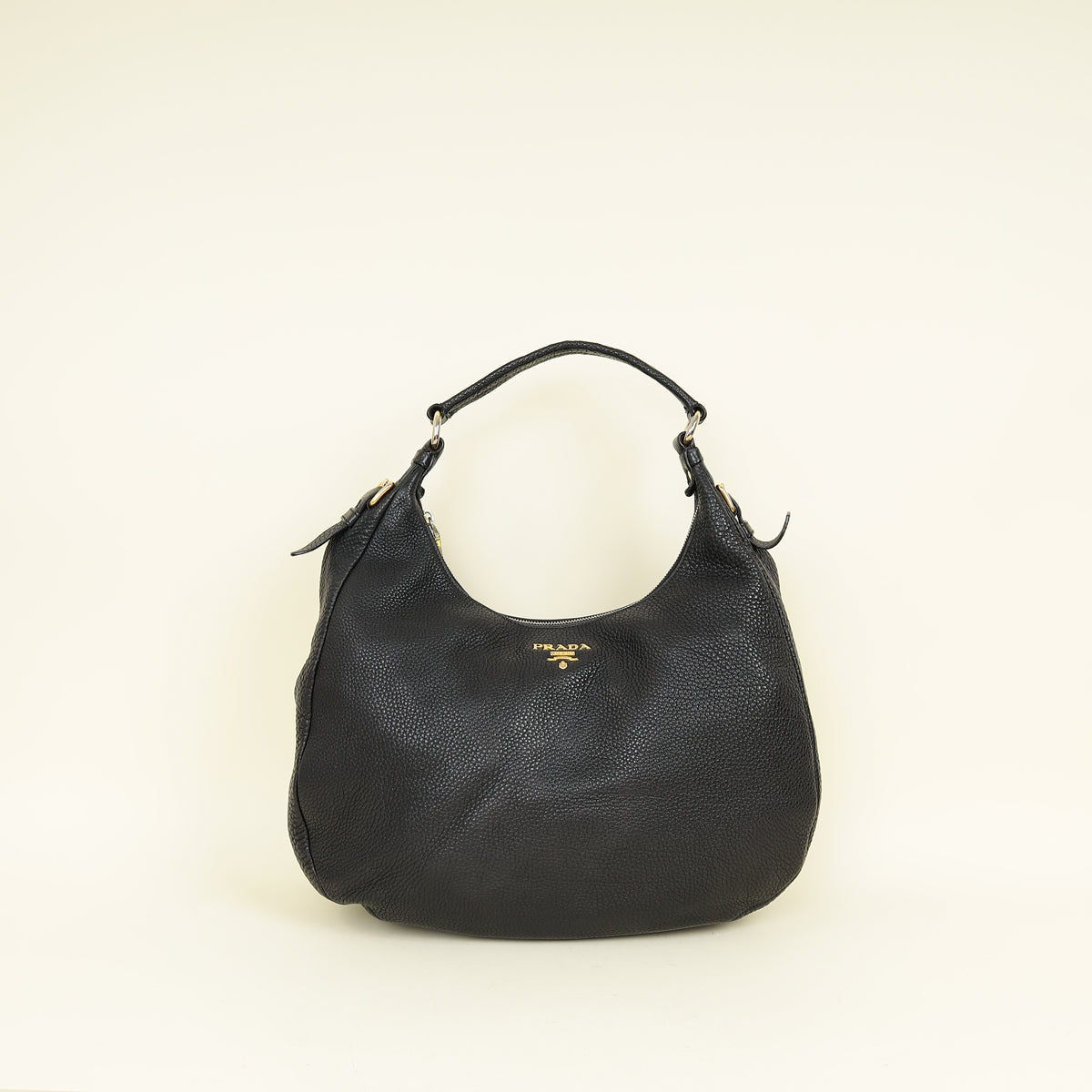 Prada Black Vitello Daino Hobo Bag