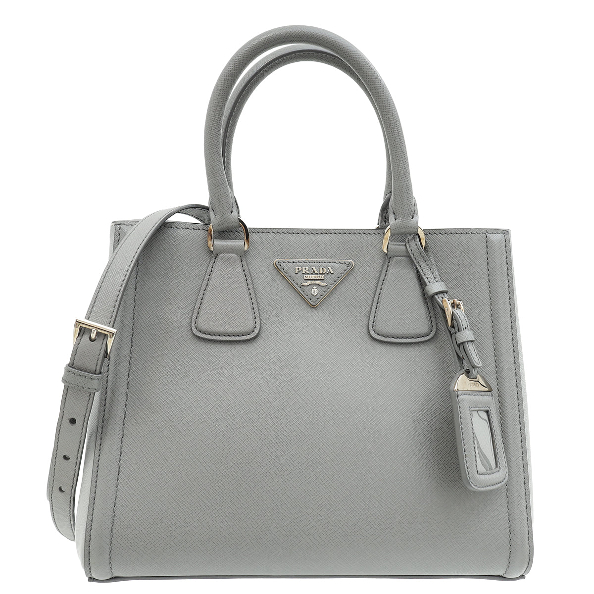 Prada Grey Lux EW Small Tote Bag