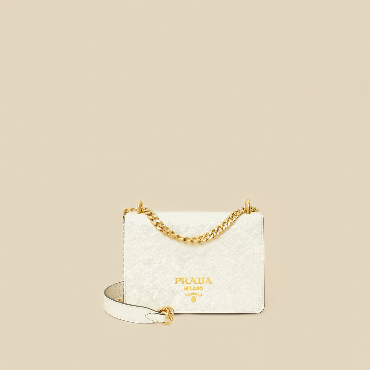 Prada White Flap Chain Crossbody Bag
