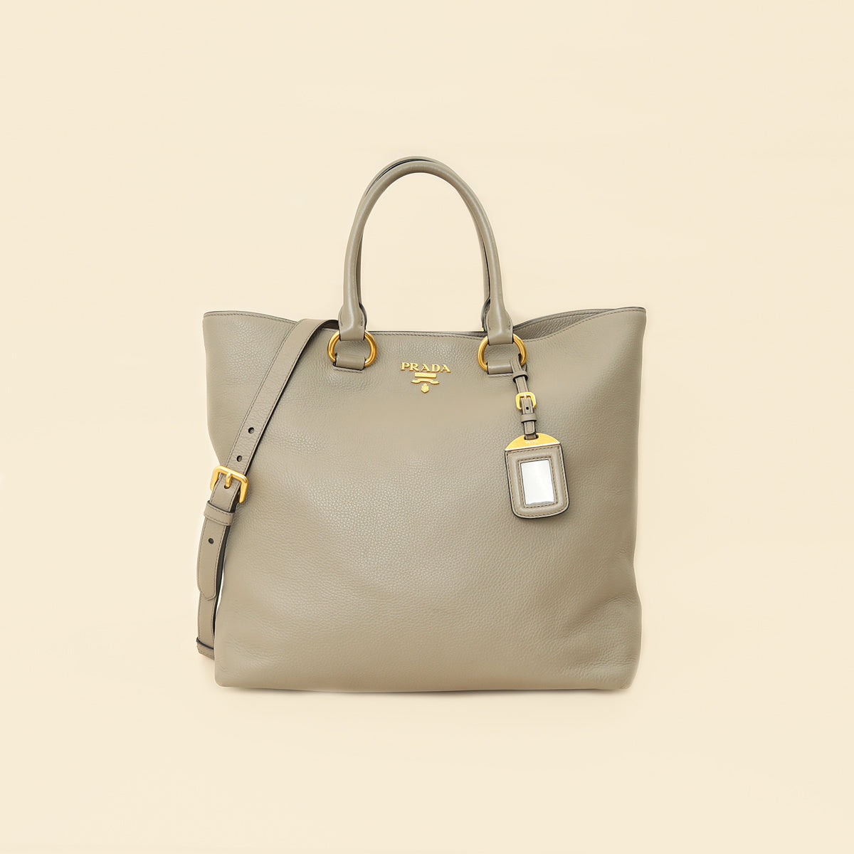 Prada Gray Vitello Phenix Tote Bag