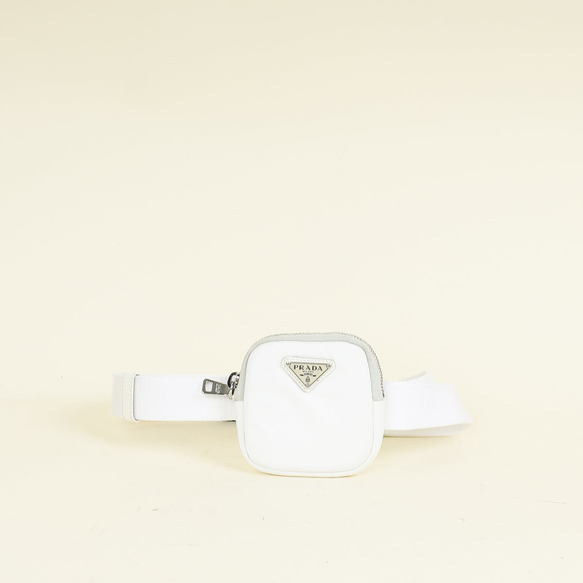 Prada White Re-Nylon Pouch Belt