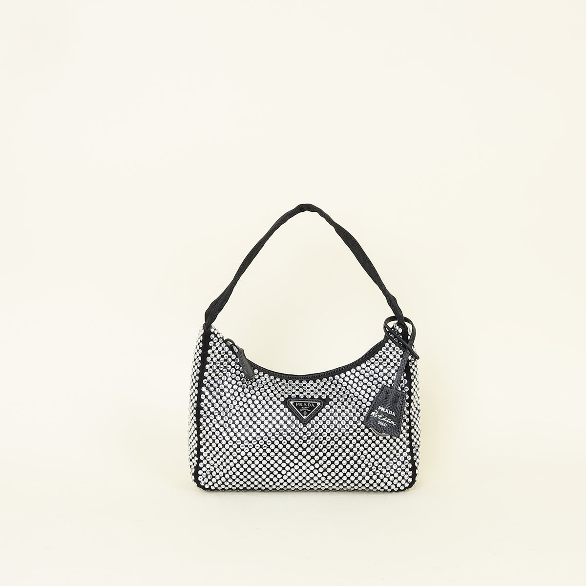 Prada Black Crystal-Embellished Satin Re-Edition 2000 Mini Bag