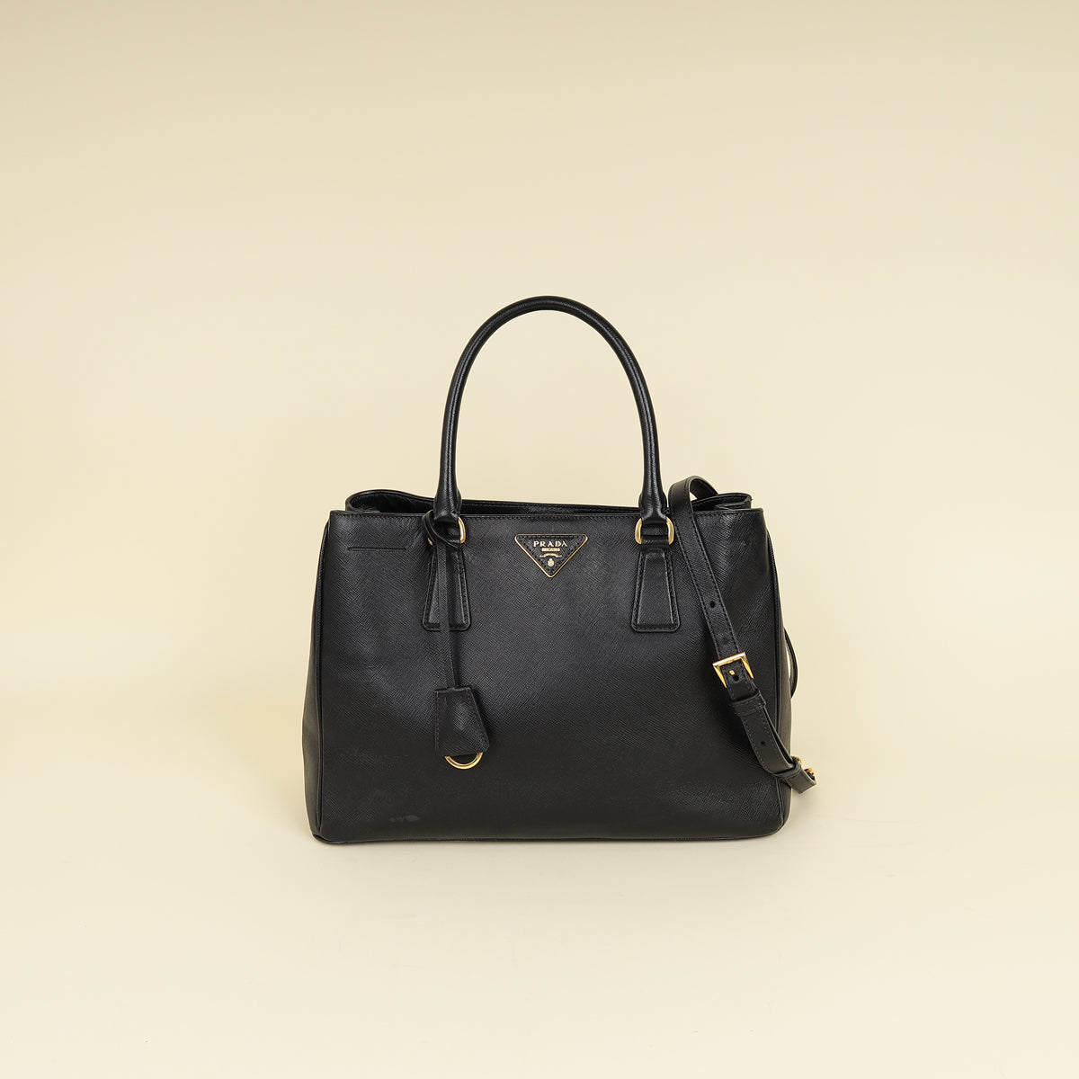 Prada Black Lux Gardener's Small Tote Bag