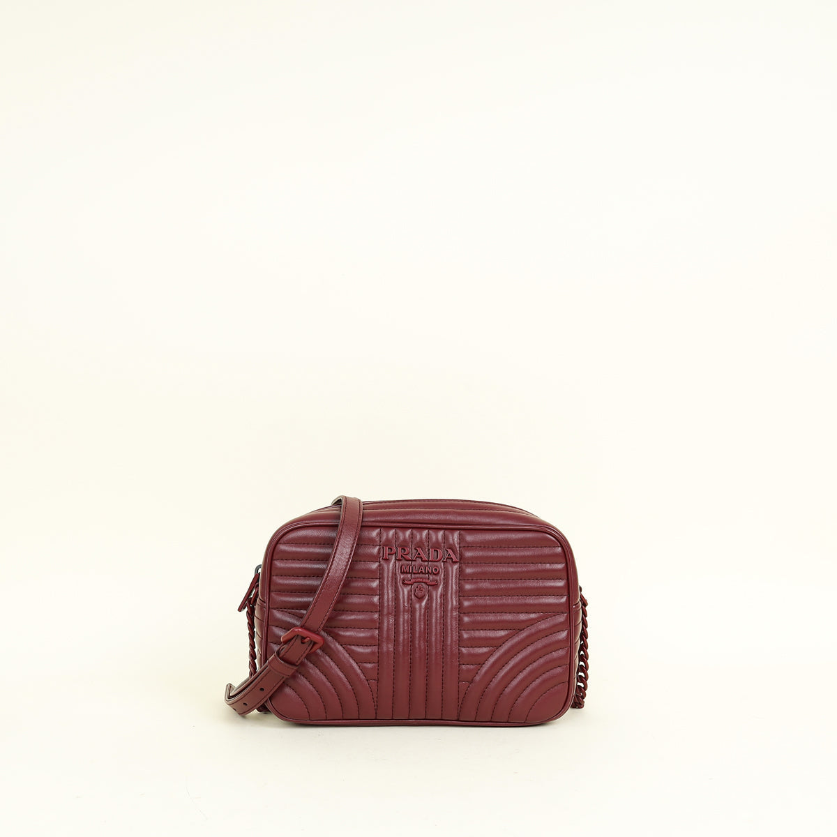 Prada Burgundy Diagramme Soft Calf Camera Bag