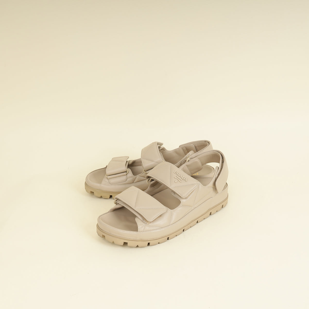 Prada Beige Logo Strap Chunky Sandal 41
