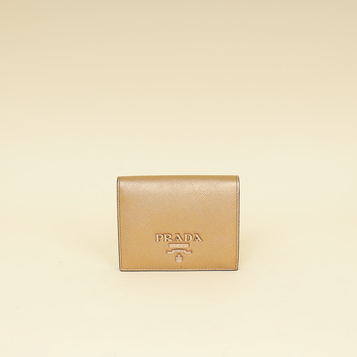 Prada Metallic Champaign Gold Shine Small Wallet