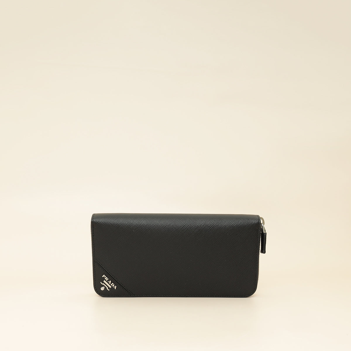 Prada Black Lux Large Zip Wallet