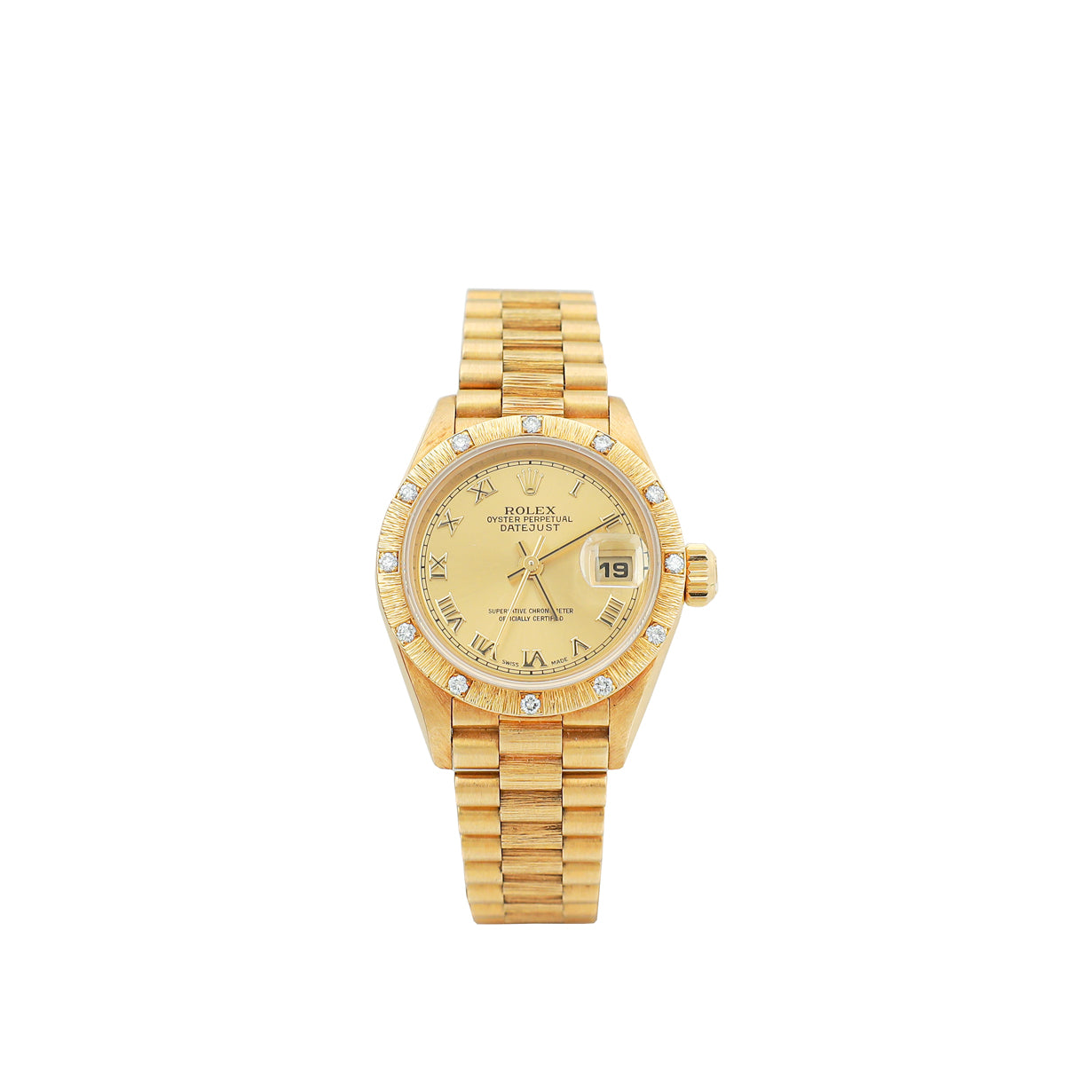 Rolex 18K Yellow Gold Datejust President Diamond Dial 26mm Watch