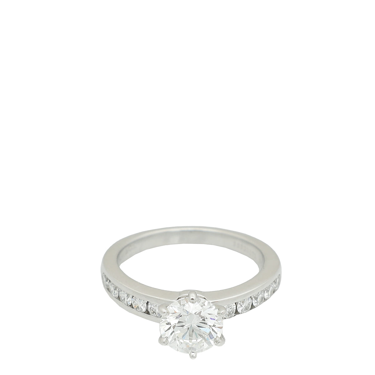 Tiffany & Co, Platinum Setting Engagement Ring with a Channel-set Diamond Band