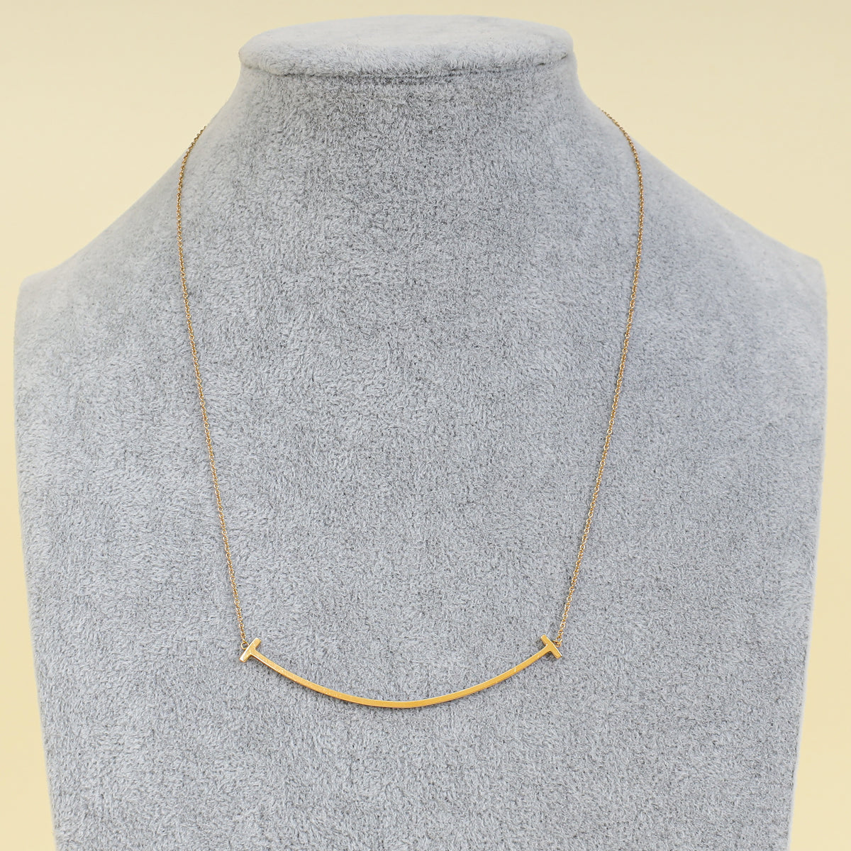 Tiffany & Co. 18K Pink Gold T Smile Pendant Necklace Large Model
