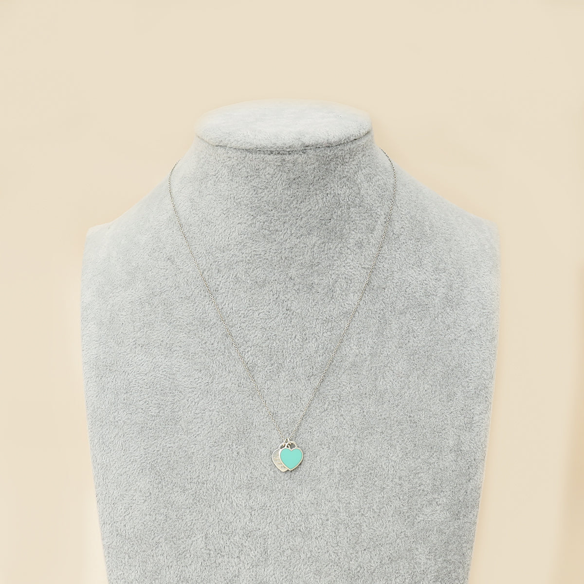 Tiffany & Co. Blue Mini Double Heart Tag Pendant Necklace