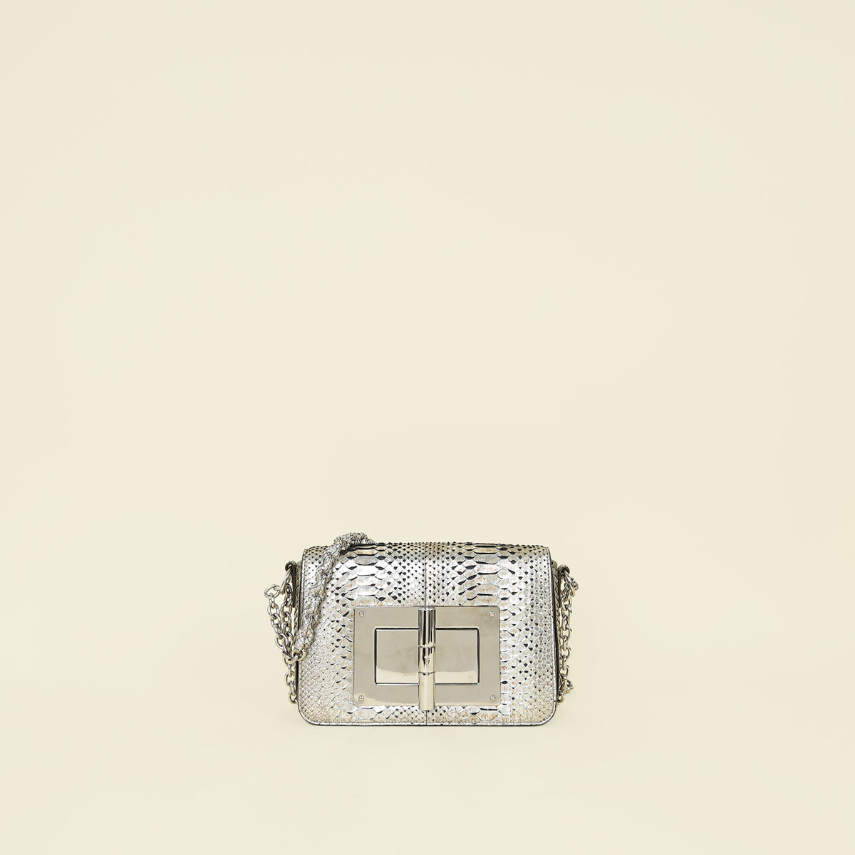 Tom Ford Metallic Silver Python Natalia Shoulder Bag