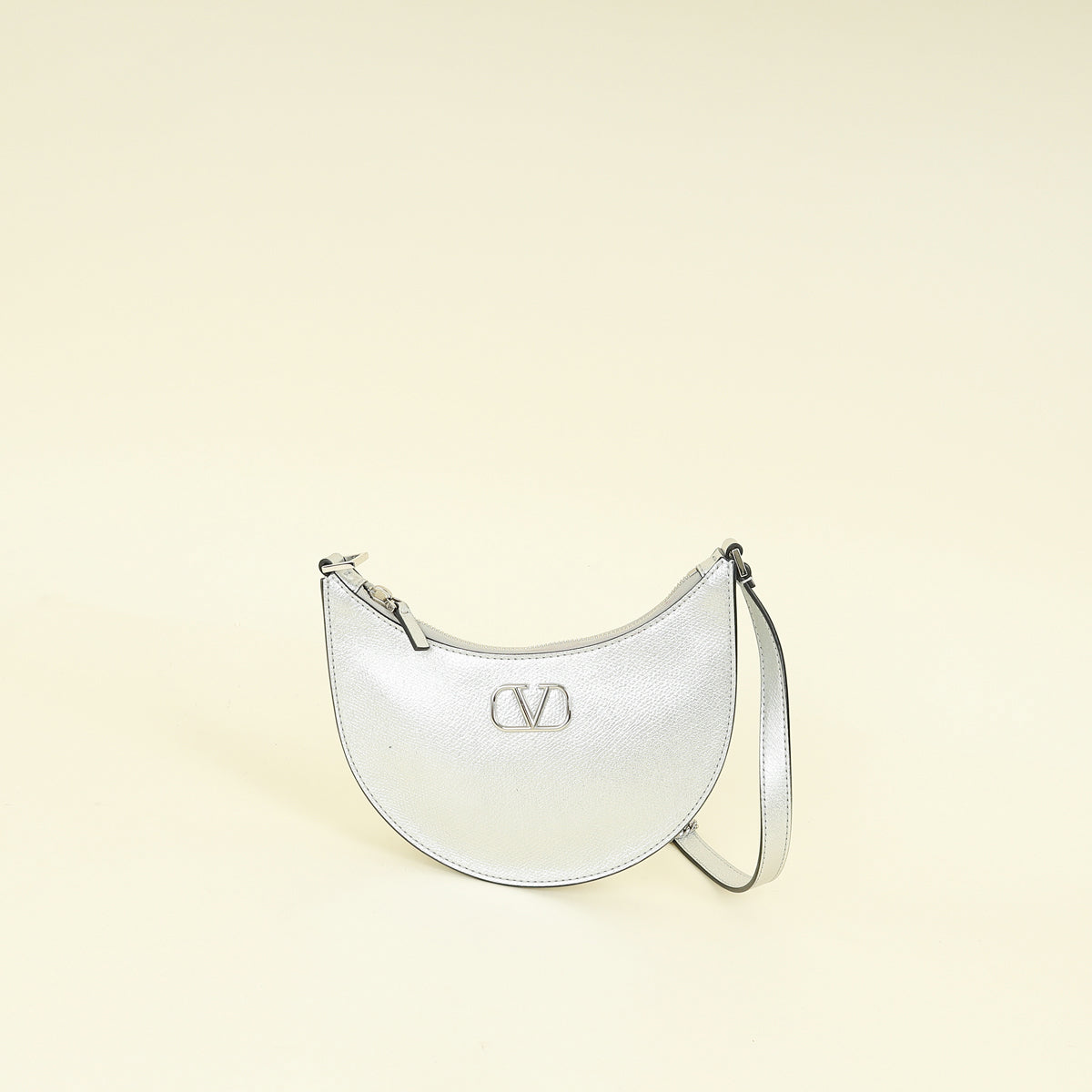 Valentino Metallic Silver VLogo Hobo Mini Bag