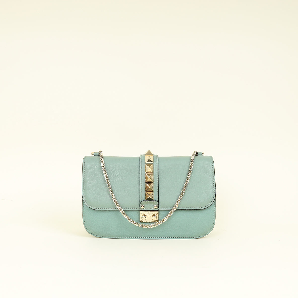 Valentino Dark Mint Green Glam Lock Rockstud Medium Flap Bag