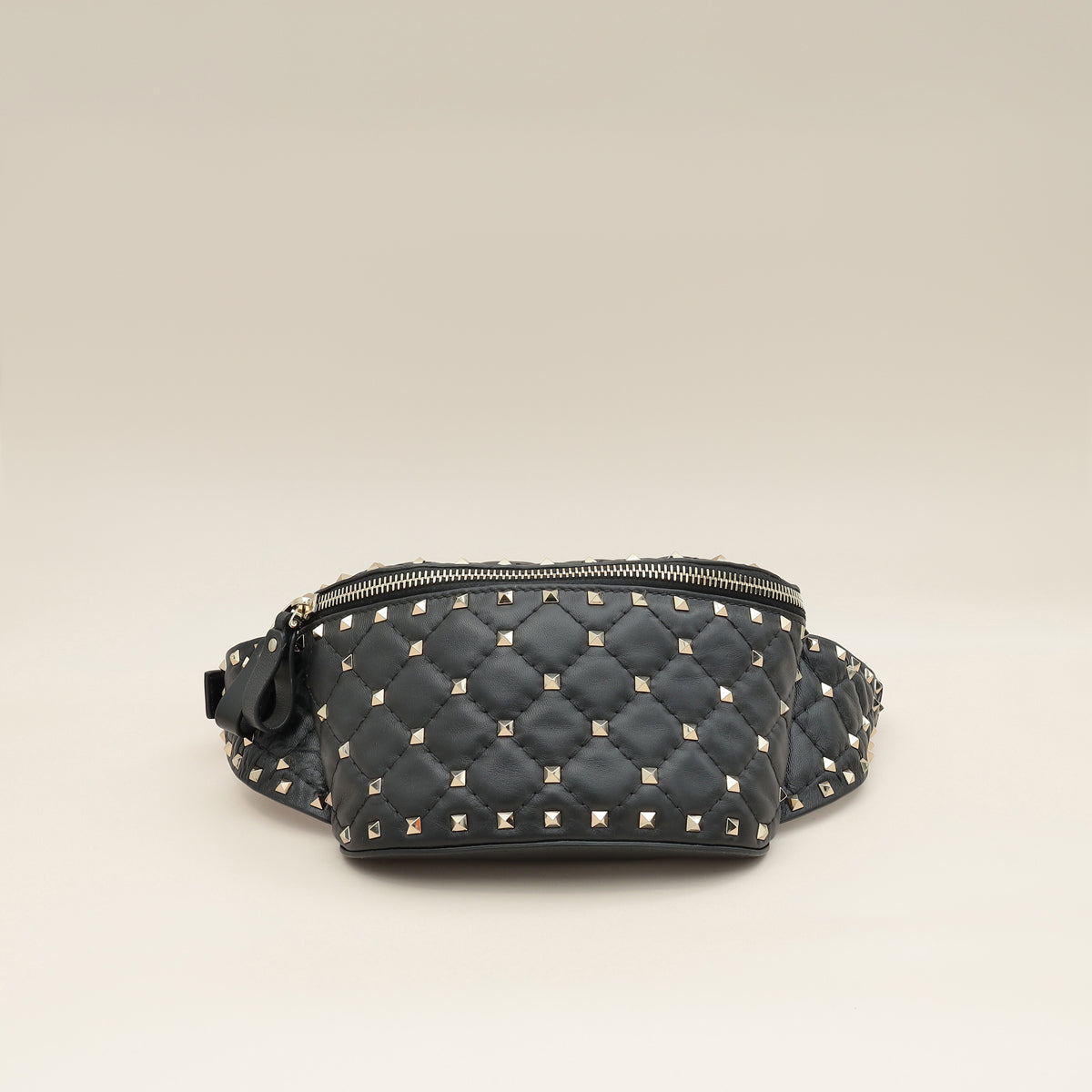 Valentino Black Rockstud Spike Belt Bag