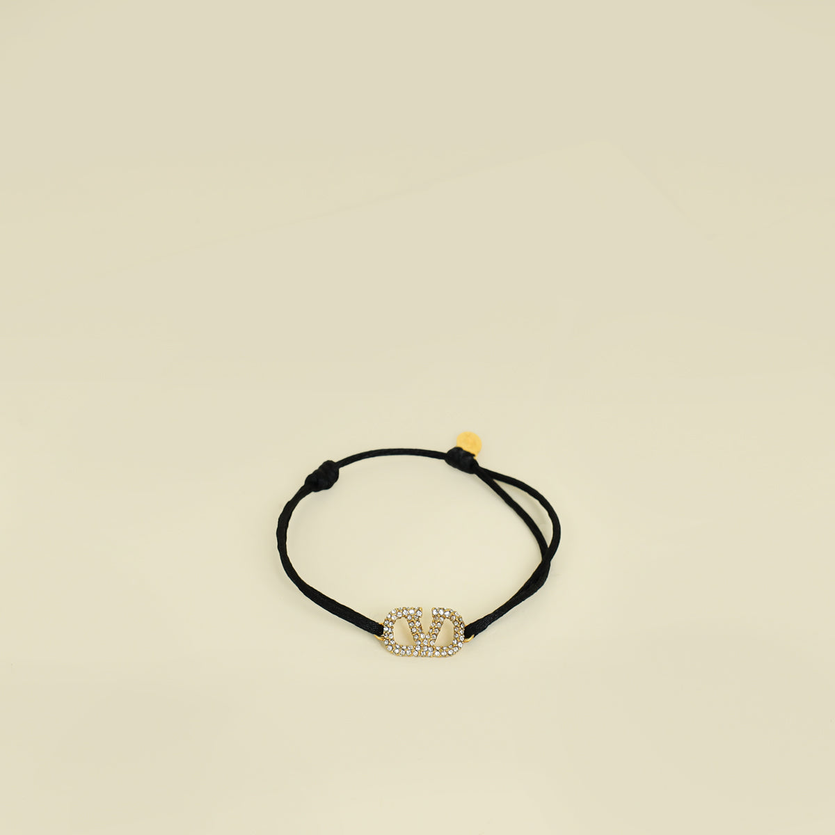 Valentino Black Vlogo Crystal Cord Bracelet