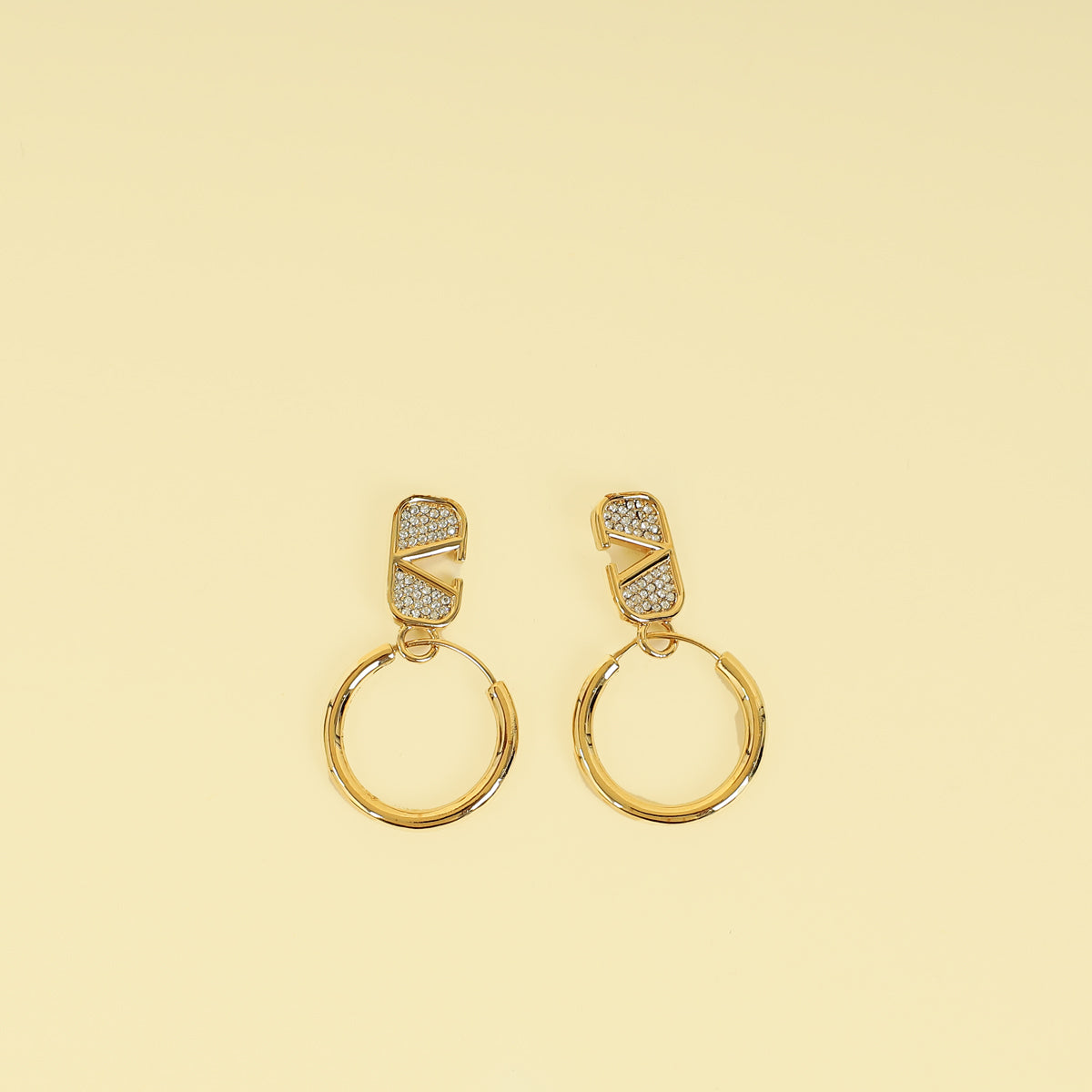 Valentino Gold VLOGO Signature Crystal-Embellished Hoop Earrings