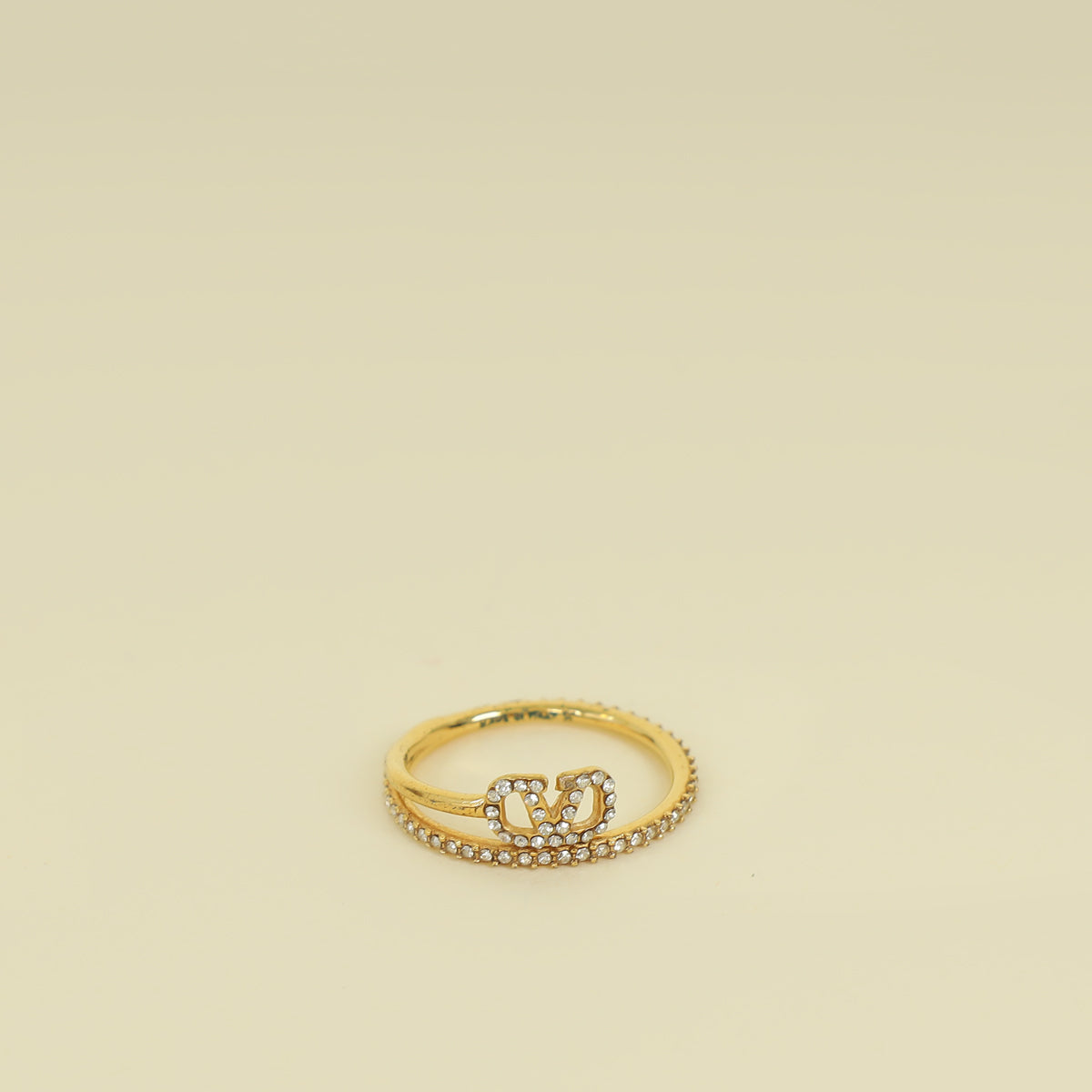 Valentino Gold VLOGO Signature Metal and Swarovski® Crystal Ring