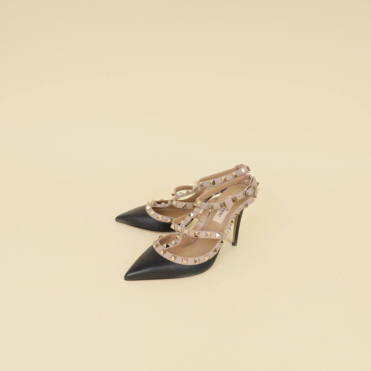Valentino Black Rockstud Caged 100 Pumps 36
