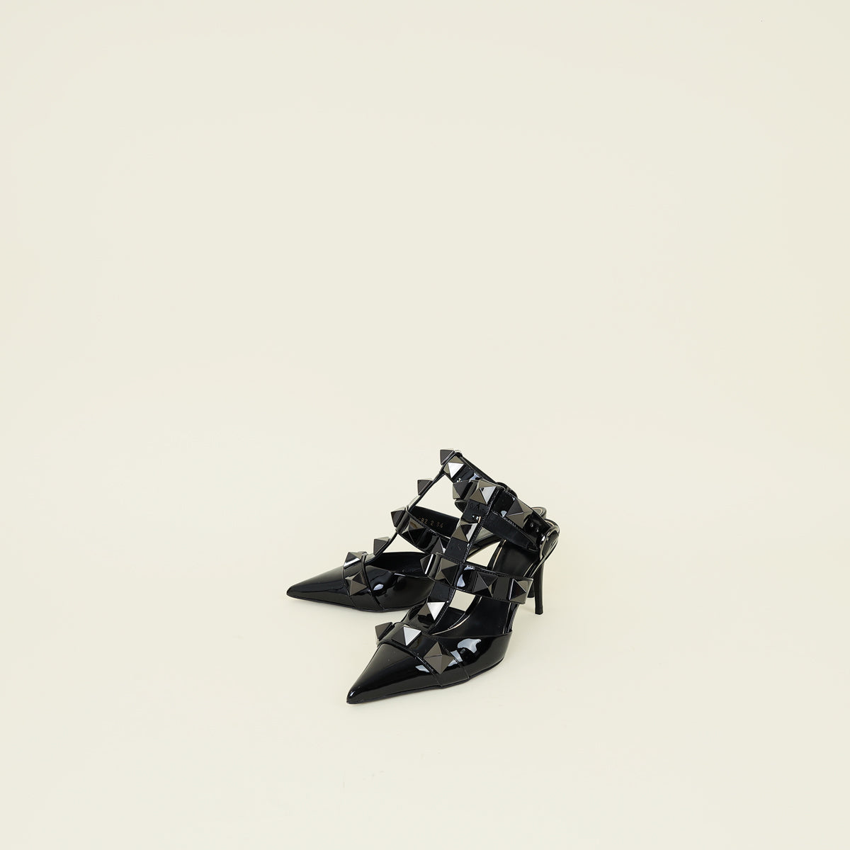 Valentino Black Roman Stud Ankle Strap Pump