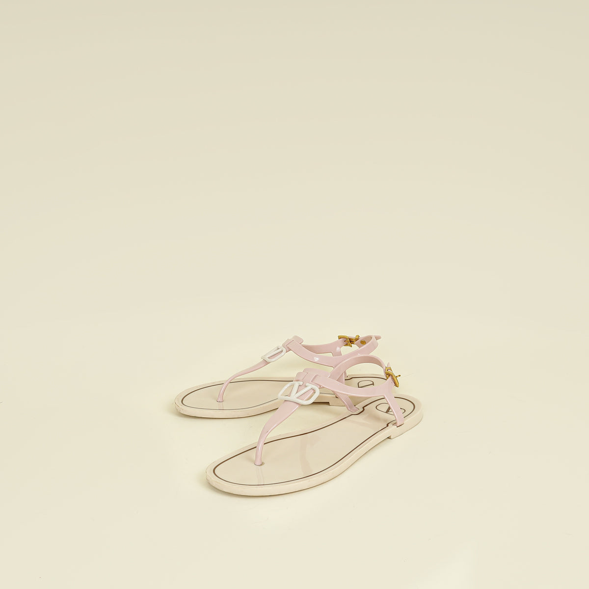 Valentino Pink Cream Vlogo Thong Sandal 38