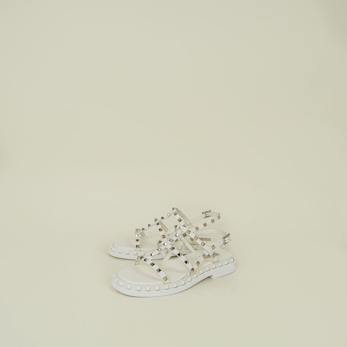 Valentino Latte Rockstud Slides Sandal 40