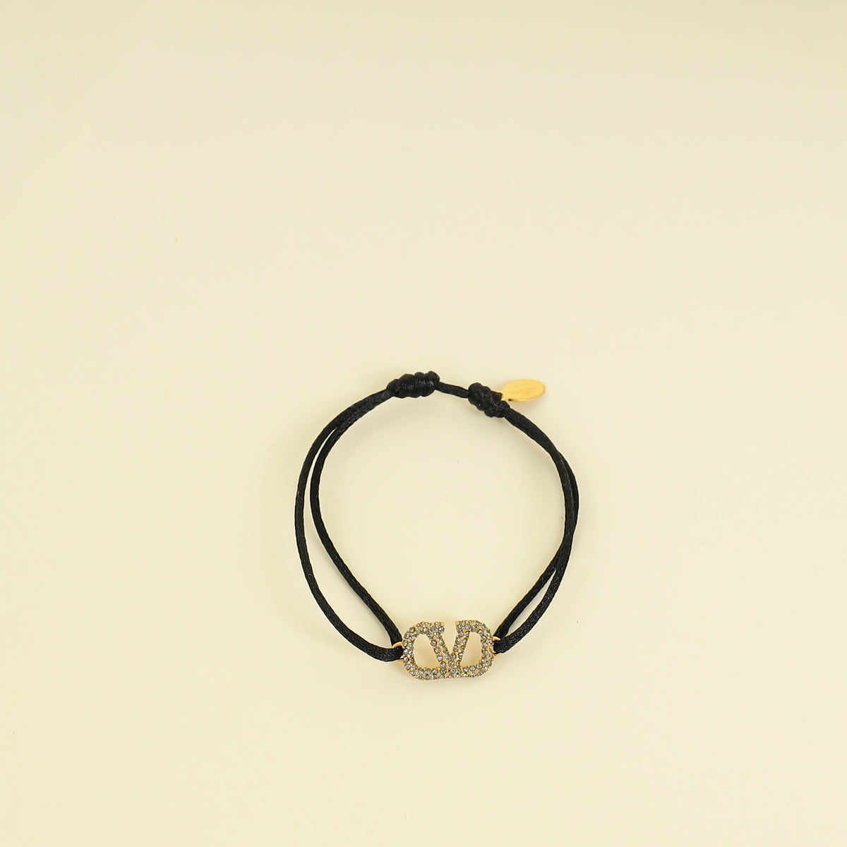 Valentino Navy Blue Vlogo Crystal Cord Bracelet
