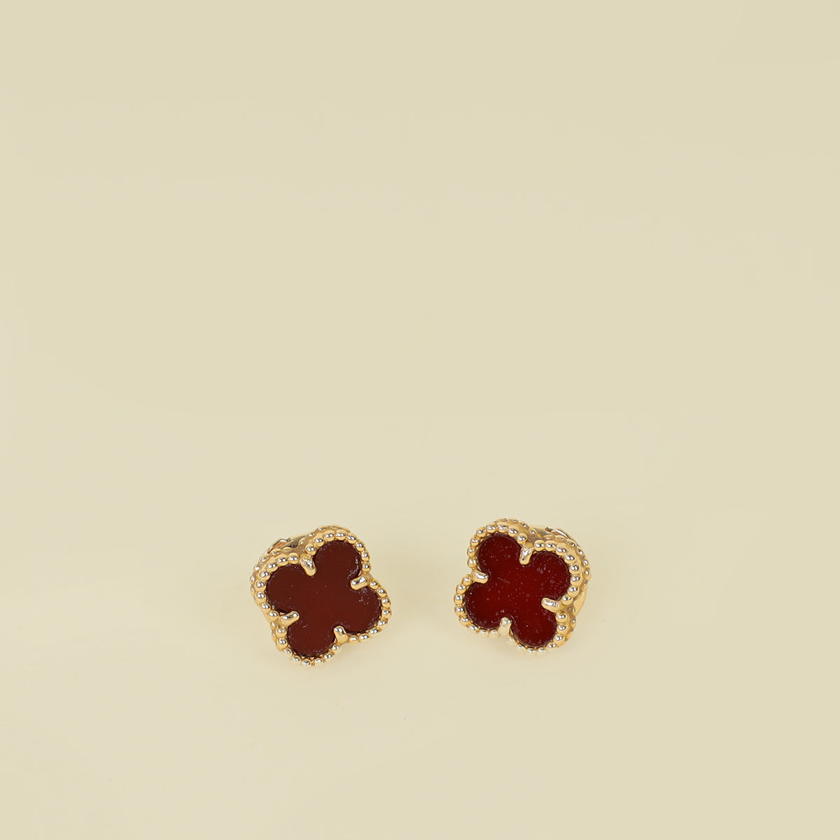 Van Cleef & Arpels 18K Rose Gold Carnelian Sweet Alhambra Earstuds