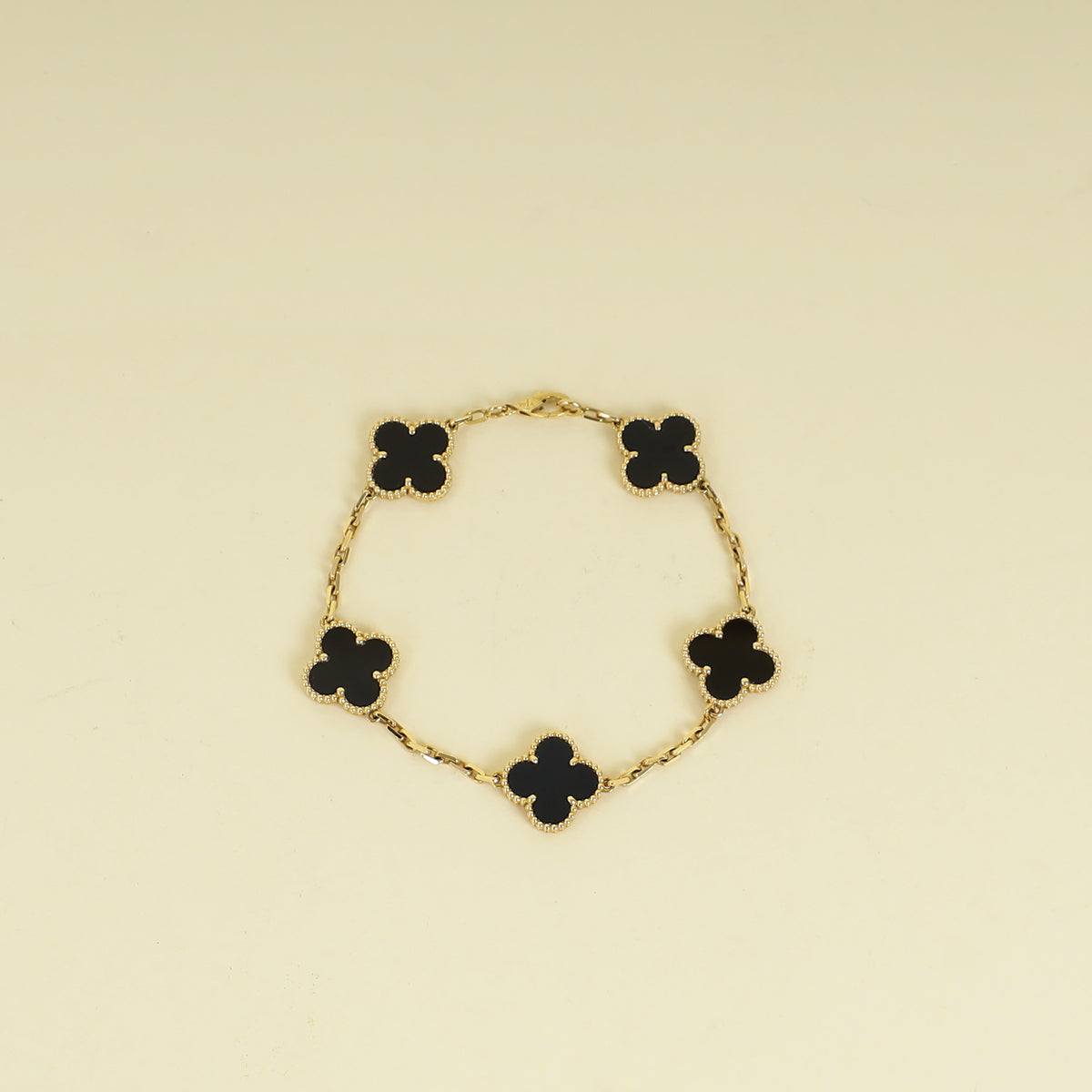 Van Cleef and Arpels 18K Yellow Gold Vintage Alhambra 5 Motifs Bracelet
