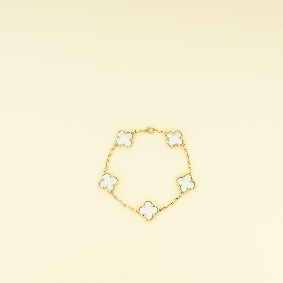 Van Cleef & Arpels 18K Yellow Gold Vintage Alhambra 5 Motifs Bracelet