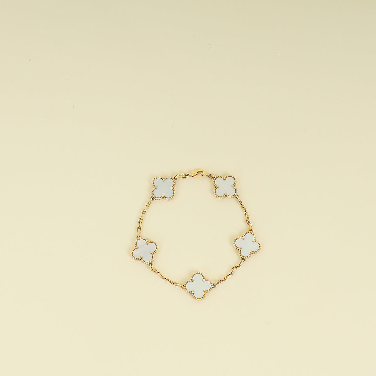 Van Cleef & Arpels 18K Yellow Gold Vintage Alhambra 5 Motifs MOP Bracelet