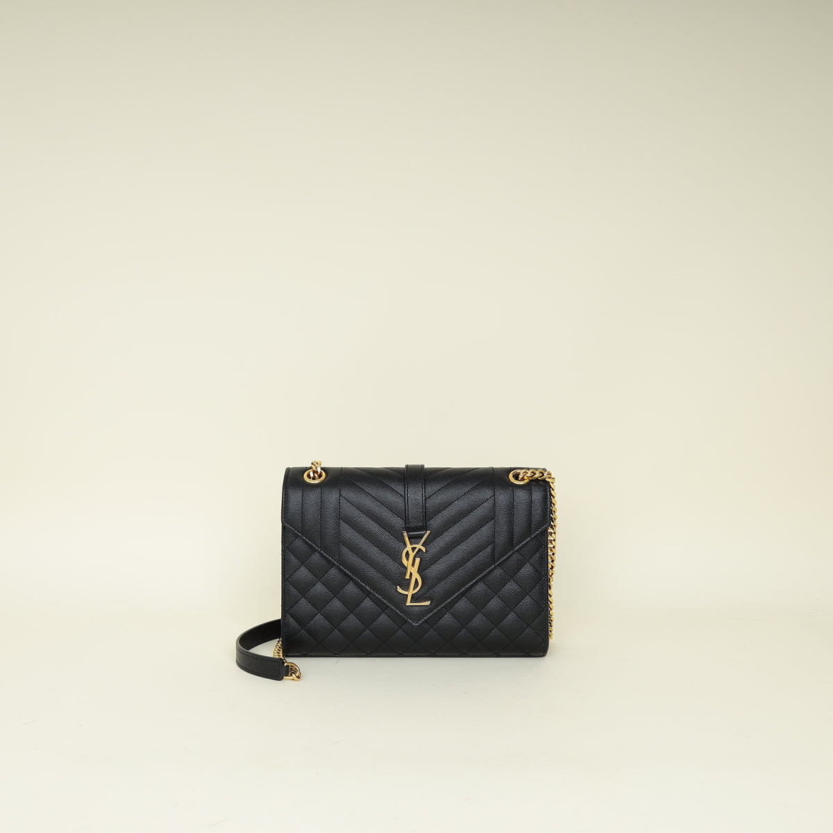 YSL Black Mix Quilt Envelope Chain Medium Shoulder Bag