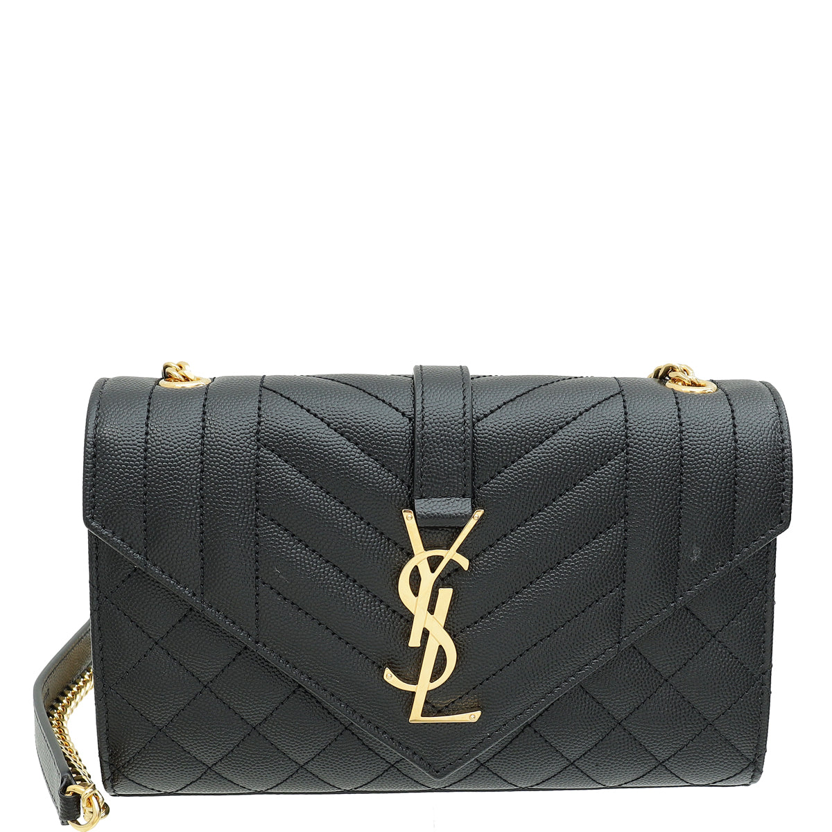 YSL Black Mix Quilted Envelope Small Shoulder Bag
