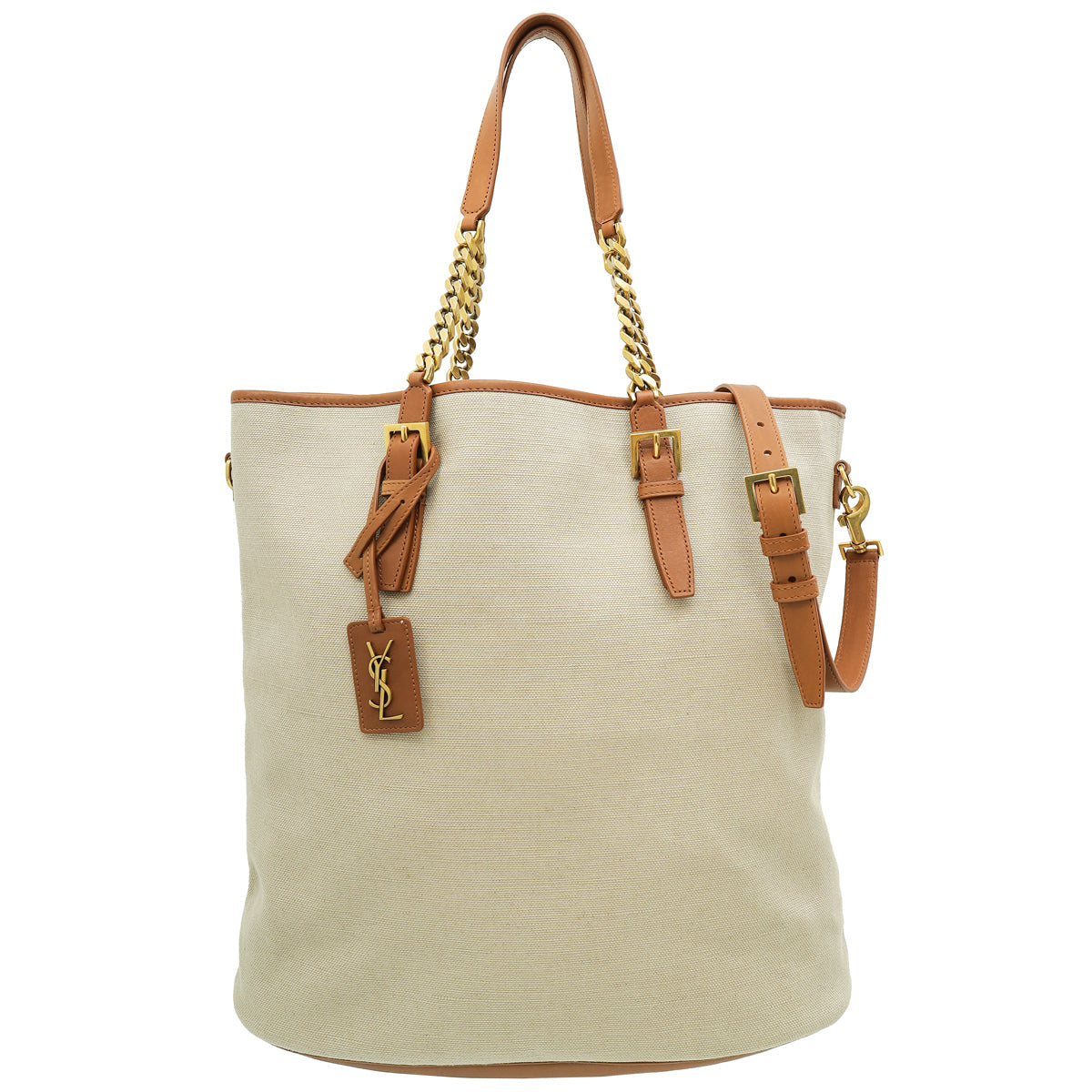 YSL Bicolor Logo Plaque Tote Bag