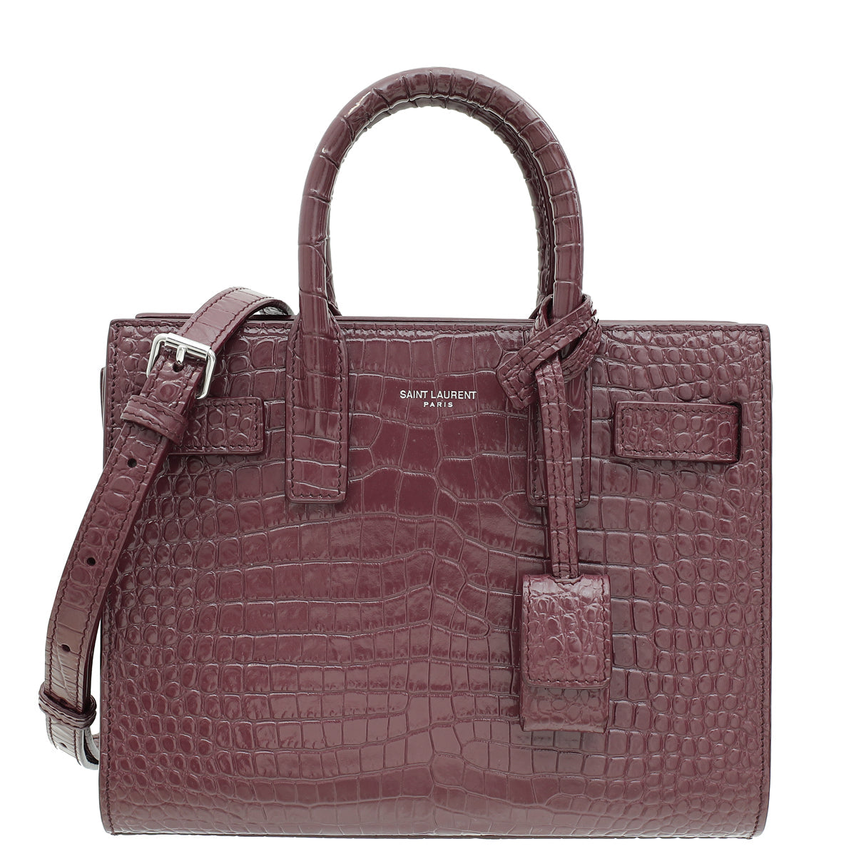 YSL Rouge Legion Croco Embossed Nano Sac De Jour