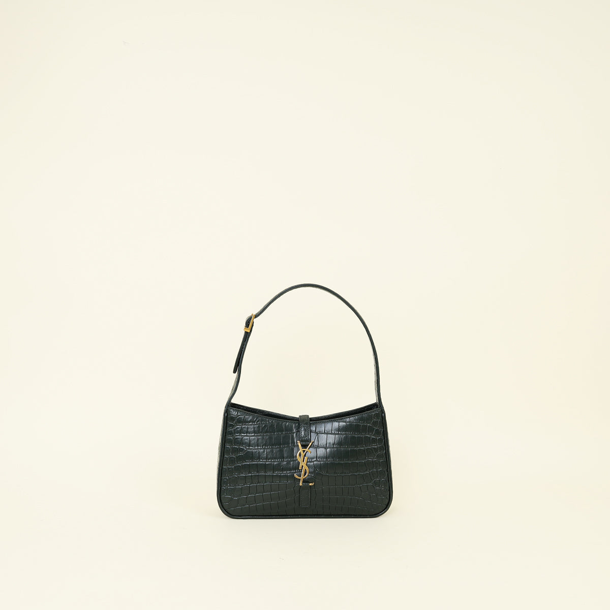 YSL Forest Green Croco Embossed LE 5 À 7 Shoulder Bag