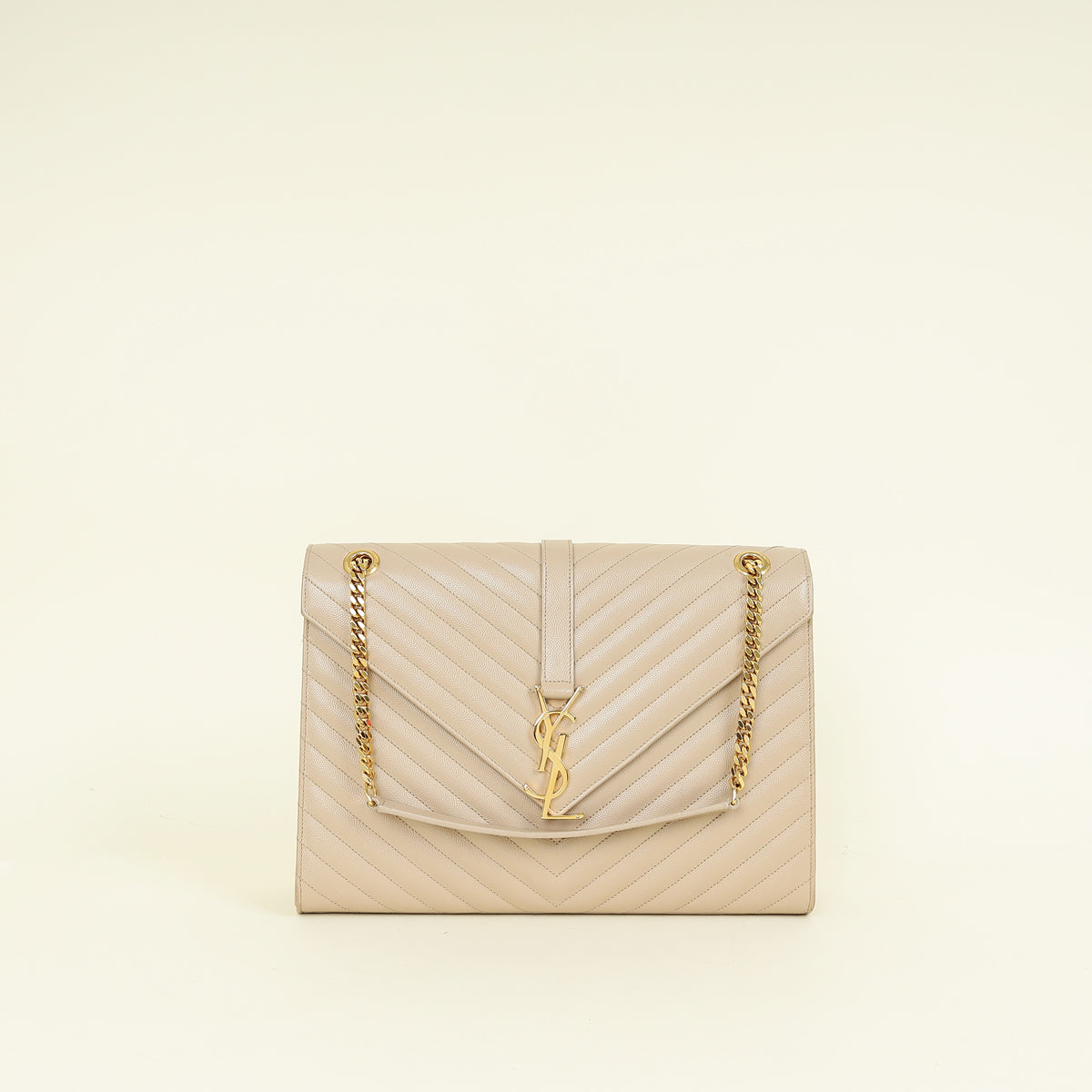 YSL Beige Monogram Satchel Flap Large Bag