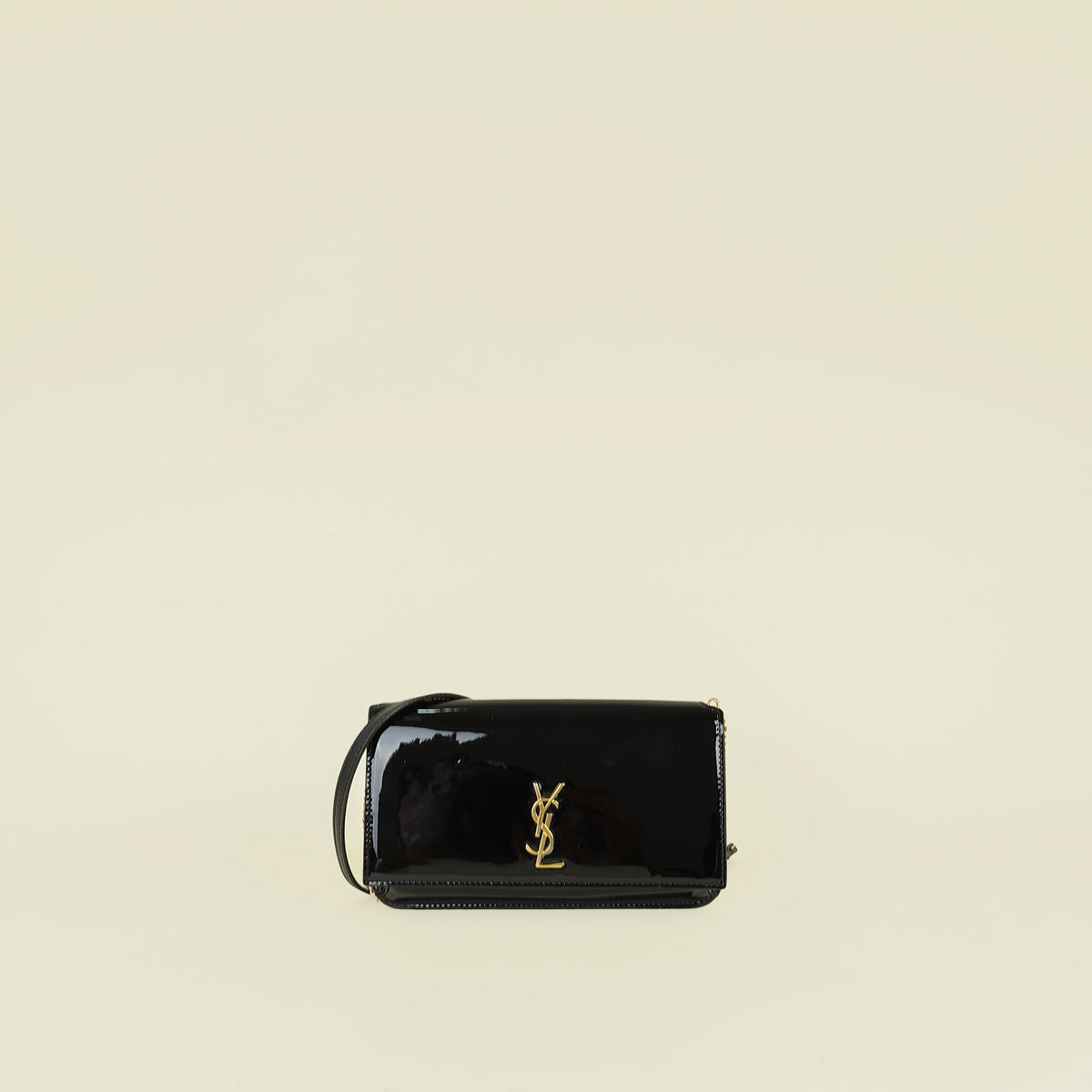 YSL Black Cassandre Phone Holder w/ Chain
