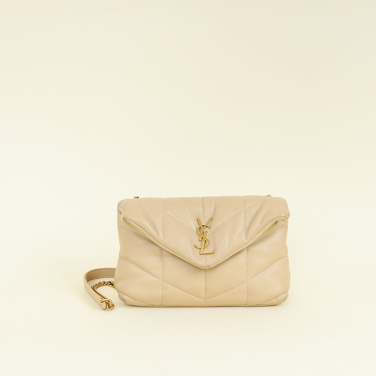 YSL Beige Puffer Toy Shoulder Bag