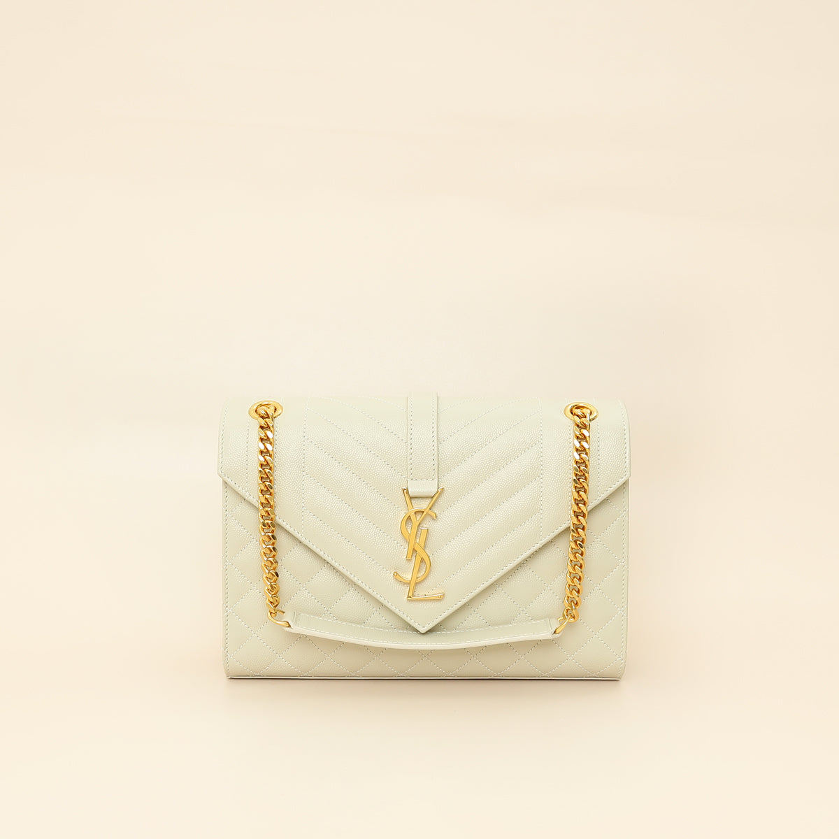 YSL Blanc Vintage Mix Quilted Envelope Medium Shoulder Bag