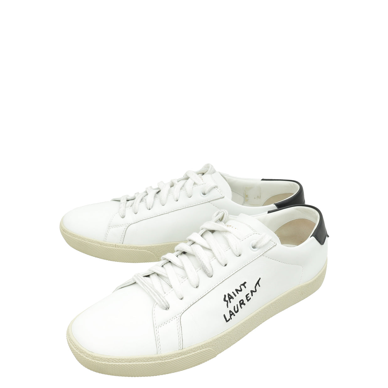 YSL White Court Classic sl/06 Embroidred Sneaker 40.5