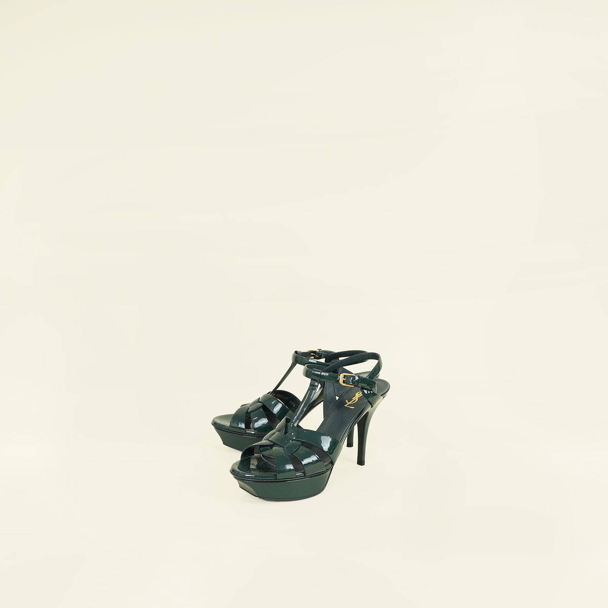 YSL Green Heeled Tribute Sandal 39.5