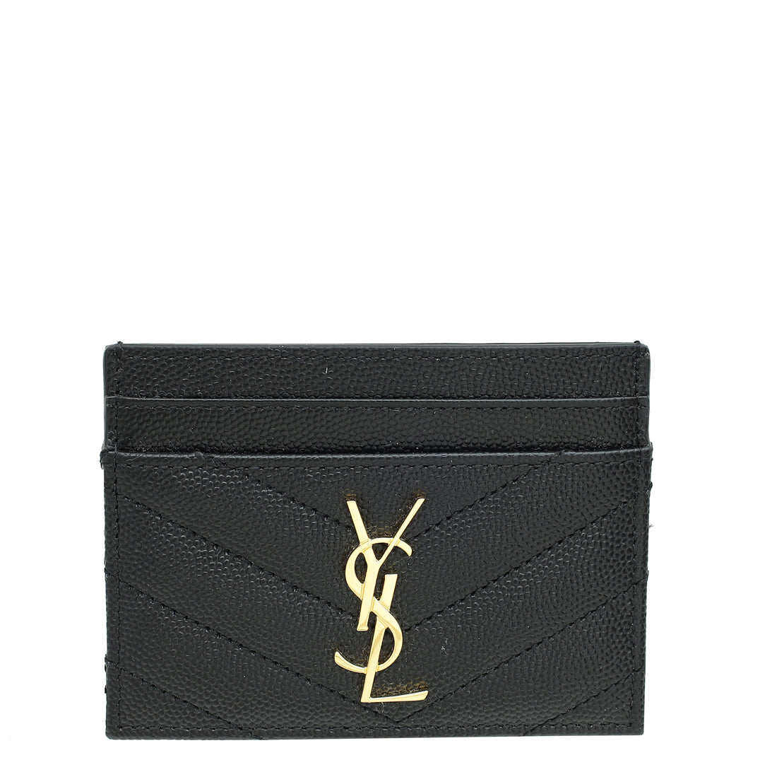 YSL Black Cassandre Matelasse Card Case