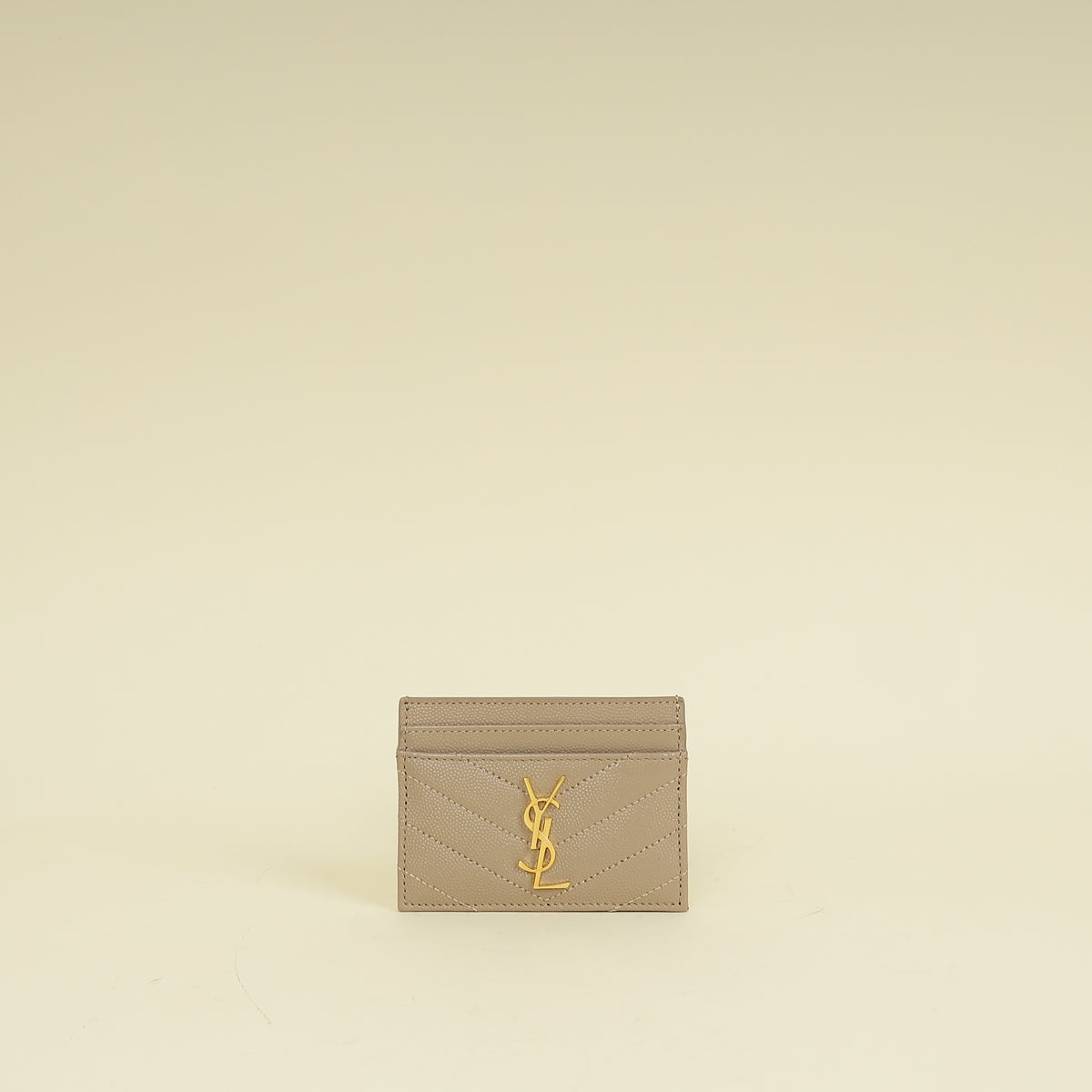 YSL Beige Cassandre Matelasse Card Holder