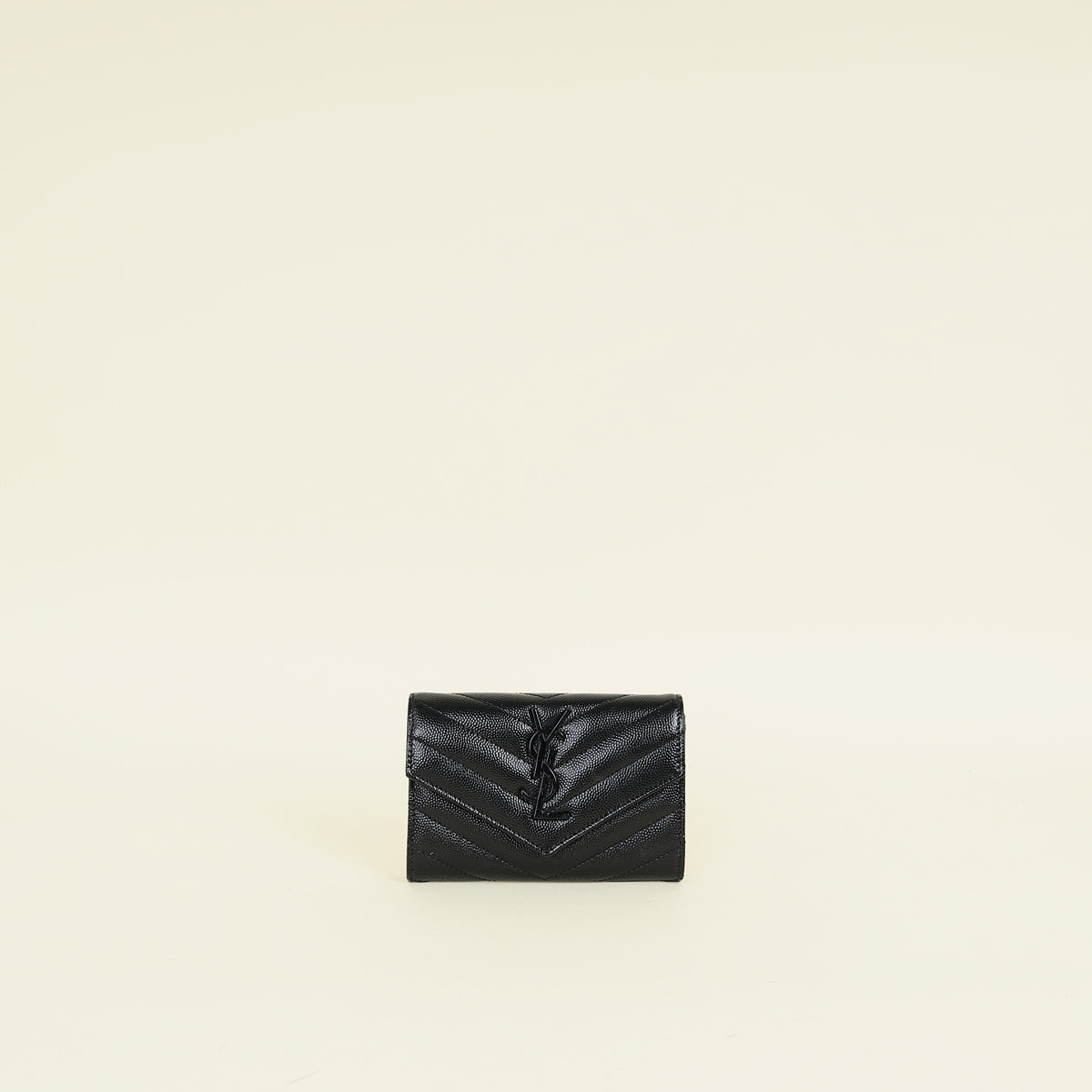 YSL Black Cassandre Chevron Envelope Wallet