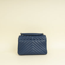 YSL Blue College Chevron Medium Shoulder Bag