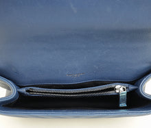YSL Blue College Chevron Medium Shoulder Bag