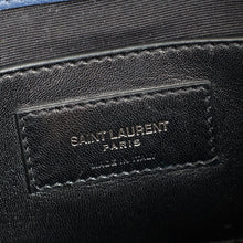 YSL Blue College Chevron Medium Shoulder Bag