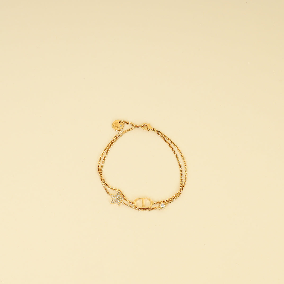 Christian Dior Gold Finish Petit CD Double Bracelet