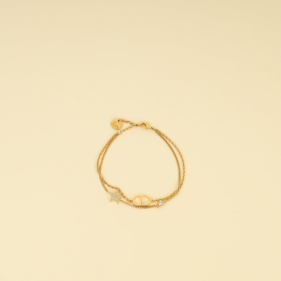 Christian Dior Gold Finish Petit CD Double Bracelet